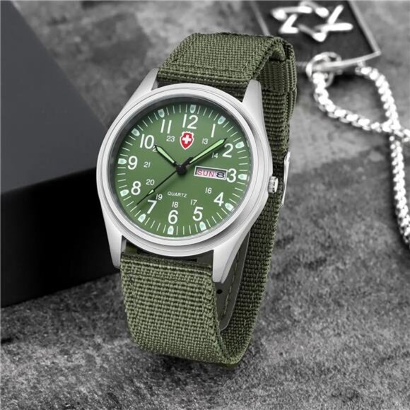 Unisex Military Watches Sport Textile Nylon Strap Stylish Men Watch Luminous - Picture 4 of 7
